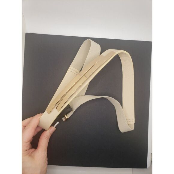 Cream gold stretch belt elastic waist accessory - Picture 2 of 4